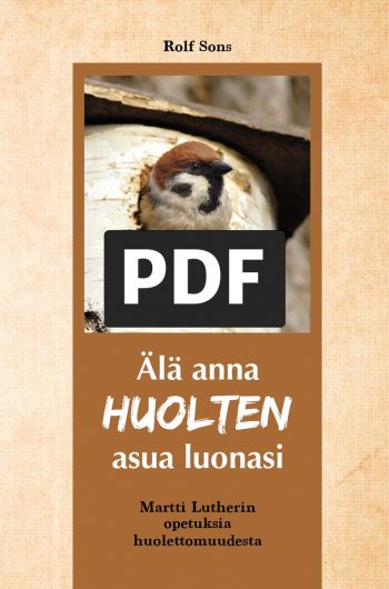 Rolf Sonsin Älä anna huolten asua luonasi -kirjan PDF-version kansi