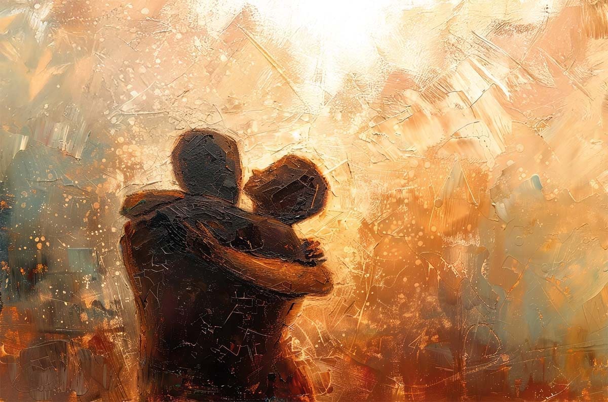 Isä juoksee vastaan